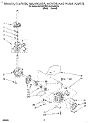 BRAKE, CLUTCH, GEARCASE, MOTOR & PUMP Diagram and Parts List for 2LSR5233BW0  Whirlpool Washer