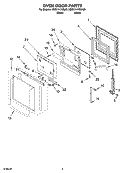 OVEN DOOR PARTS Diagram and Parts List for KEBC141KWH05  KitchenAid Wall Oven