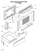 DOOR AND DRAWER PARTS Diagram and Parts List for WGE34304  Whirlpool Range