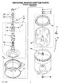 AGITATOR, BASKET AND TUB PARTS Diagram and Parts List for 3XWTW5905SW0  Whirlpool Washer