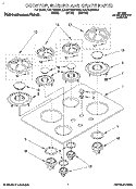 COOKTOP, BURNER AND GRATE Diagram and Parts List for KGCT305BBL0  KitchenAid Cooktop