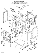 CHASSIS PARTS Diagram and Parts List for RF196LXMQ1  Whirlpool Range