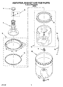 AGITATOR, BASKET AND TUB PARTS Diagram and Parts List for ETW4200SQ0  Estate Washer