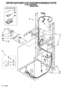 DRYER SUPPORT AND WASHER HARNESS PARTS Diagram and Parts List for WET3300SQ1  Whirlpool Washer Dryer Combo