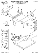 TOP AND CONSOLE PARTS Diagram and Parts List for LGR4634PQ1  Whirlpool Dryer