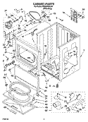 CABINET PARTS Diagram and Parts List for YGEQ9800LW1  Whirlpool Dryer