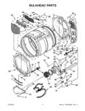 BULKHEAD PARTS Diagram and Parts List for 7MWGD9150XW2  Whirlpool Dryer