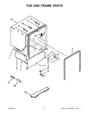 TUB AND FRAME PARTS Diagram and Parts List for 7WDF530PAYM4  Whirlpool Dishwasher