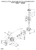 BRAKE, CLUTCH, GEARCASE, MOTOR AND PUMP Diagram and Parts List for LPR6244AW0  Whirlpool Washer