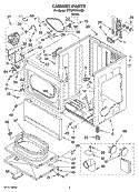 CABINET PARTS Diagram and Parts List for 8TCEP2760KQ0  Whirlpool Dryer