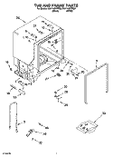 TUB AND FRAME PARTS Diagram and Parts List for DU1148XTPB0  Whirlpool Dishwasher