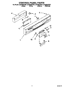 CONTROL PANEL PARTS Diagram and Parts List for GU2400XTPT7  Whirlpool Dishwasher