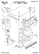 CABINET Diagram and Parts List for 3ET18DKXBW00  Whirlpool Refrigerator