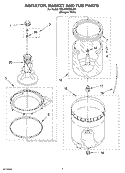 AGITATOR, BASKET AND TUB PARTS Diagram and Parts List for 7MSAWX650LQ0  Whirlpool Washer