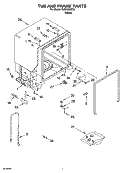 TUB AND FRAME PARTS Diagram and Parts List for RUD8050SD0  Roper Dishwasher