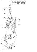TUB AND BASKET Diagram and Parts List for LTG5243BW0  Whirlpool Washer Dryer Combo
