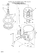 AGITATOR, BASKET AND TUB Diagram and Parts List for LCR5232DQ0  Whirlpool Washer