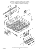 UPPER RACK AND TRACK PARTS Diagram and Parts List for KUDE60FXBL4  KitchenAid Dishwasher