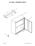 24`` WALL GEARBOX PARTS Diagram and Parts List for GAWG241DZW00  Whirlpool Cabinet