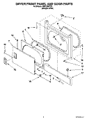 DRYER FRONT PANEL AND DOOR PARTS Diagram and Parts List for YMET3800TW1  Whirlpool Washer Dryer Combo