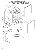 TUB AND FRAME PARTS Diagram and Parts List for KUDI01FLBT2  KitchenAid Dishwasher
