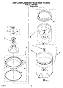 AGITATOR, BASKET AND TUB PARTS Diagram and Parts List for RAS8244KQ1  Roper Washer