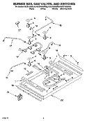 BURNER BOX, GAS VALVES, AND SWITCHES Diagram and Parts List for KGCS166GSS05  KitchenAid Cooktop