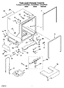 TUB AND FRAME PARTS Diagram and Parts List for KUDU02FRSS1  KitchenAid Dishwasher