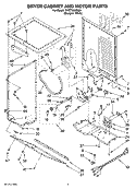 DRYER CABINET AND MOTOR PARTS Diagram and Parts List for YWET3300SQ0  Whirlpool Washer Dryer Combo
