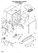 TUB ASSEMBLY PARTS Diagram and Parts List for DU810SWLU0  Whirlpool Dishwasher