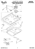 COOKTOP Diagram and Parts List for RF362BBDQ0  Whirlpool Range