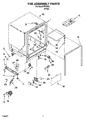 TUB ASSEMBLY PARTS Diagram and Parts List for IPC25054  Inglis Dishwasher