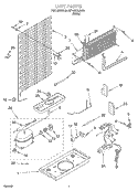 UNIT Diagram and Parts List for RT14BKXJW00  Roper Refrigerator