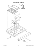 COOKTOP PARTS Diagram and Parts List for KDRS505XSS03  KitchenAid Range