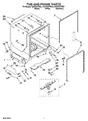 TUB AND FRAME PARTS Diagram and Parts List for KUDT03FTBL1  KitchenAid Dishwasher