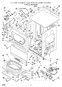 UPPER CABINET AND FRONT PANEL Diagram and Parts List for 3CSP2761BW1  Whirlpool Dryer