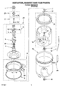 AGITATOR, BASKET AND TUB PARTS Diagram and Parts List for GSW9650LW0  Whirlpool Washer
