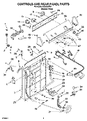 CONTROLS AND REAR PANEL PARTS Diagram and Parts List for RAS6233PQ1  Roper Washer