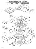 REFRIGERATOR SHELF PARTS Diagram and Parts List for KSSS48QKB01  KitchenAid Refrigerator