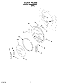 DOOR PARTS, OPTIONAL PARTS (NOT INCLUDED) Diagram and Parts List for 3RAWZ480EMQ1  Whirlpool Dryer