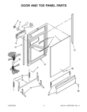 DOOR AND TOE PANEL PARTS Diagram and Parts List for WDF550SAAW0  Whirlpool Dishwasher