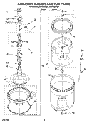 AGITATOR, BASKET AND TUB PARTS Diagram and Parts List for CAWS953RB1  Crosley Washer