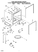 TUB AND FRAME PARTS Diagram and Parts List for KUDP01ILBS3  KitchenAid Dishwasher