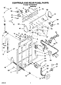 CONTROLS AND REAR PANEL PARTS Diagram and Parts List for 7MLSQ8000PW0  Whirlpool Washer