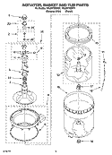 AGITATOR, BASKET AND TUB PARTS Diagram and Parts List for 7MLSR7232PT1  Whirlpool Washer