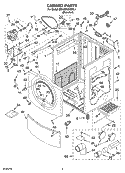 CABINET PARTS Diagram and Parts List for 3RAWZ481GML1  Whirlpool Dryer