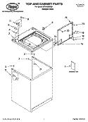 TOP AND CABINET PARTS Diagram and Parts List for RTW4300SQ0  Roper Washer
