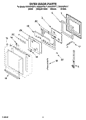 OVEN DOOR PARTS Diagram and Parts List for RBS305PDS17  Whirlpool Wall Oven