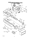 MOTOR AND ICE CONTAINER Diagram and Parts List for ED25DQXAW00  Whirlpool Refrigerator