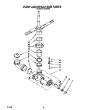 PUMP AND SPRAY ARM Diagram and Parts List for WU3006X4  Roper Dishwasher